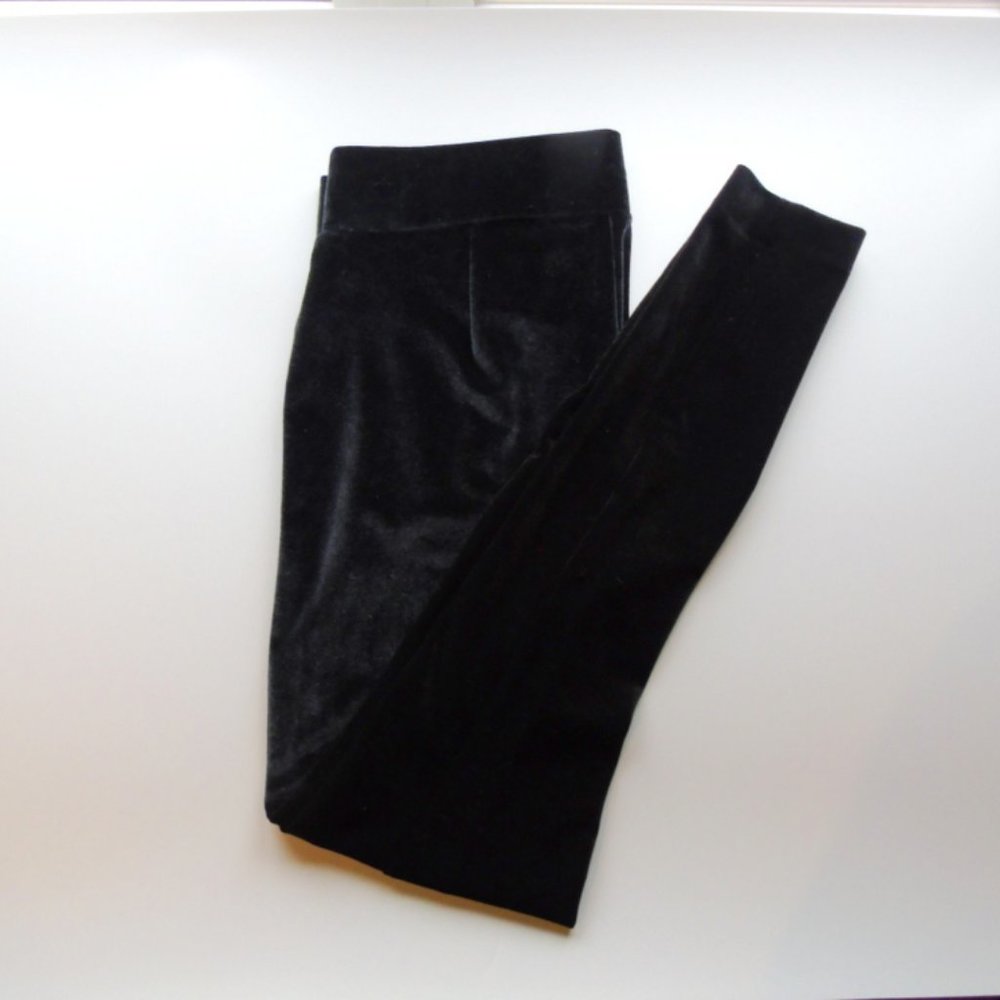 LOFT Black Velvet Stretchable LEGGINGS Size XS